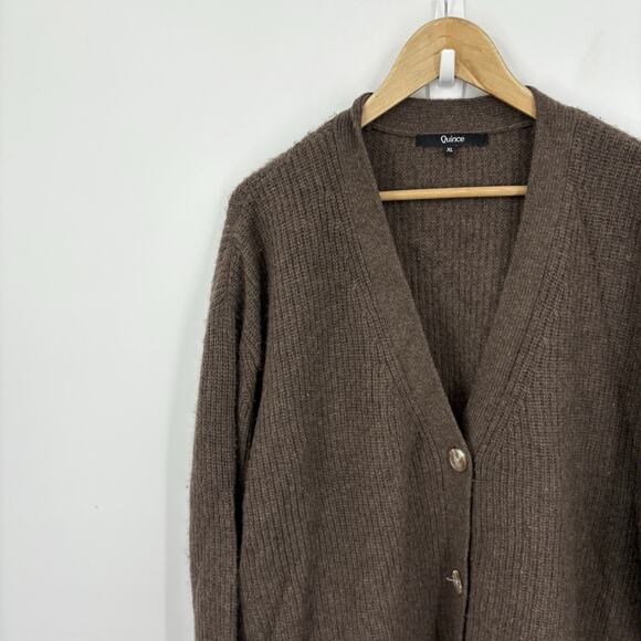 Quince Mongolian Cashmere Fisherman Cardigan Sweater XLarge Boxy Boyfriend Soft - Picture 2 of 9